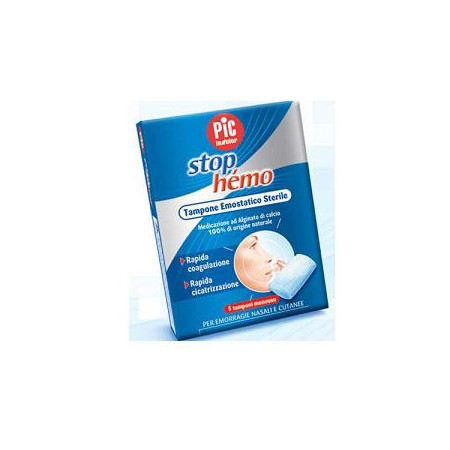 Pic Stop Hemo Tampone Emostatico per Piccole Emorragie Nasali e Cutanee 5 Pezzi