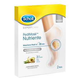 Scholl Pedimask Maschera Piedi Nutriente ai 3 Oli Avocado Argan e Jojoba 2 Paia