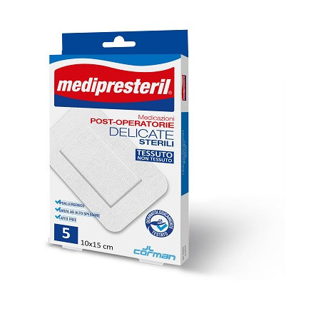 Medipresteril Post-Operatorie Medicazioni Delicate Sterili TNT 7,5x5 cm 5 Pezzi