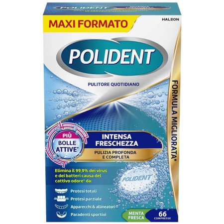 Polident Tripla Freschezza Pulitore per Protesi e Dentiere 66 Compresse