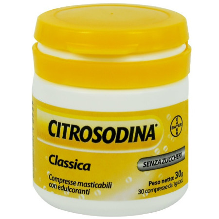 Citrosodina Classica Digestivo con Bicarbonato di Sodio Gusto Limone 30 Compresse Masticabili