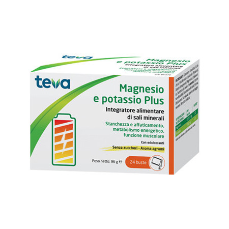 Teva Magnesio e Potassio Plus Integratore di Sali Minerali 24 Bustine