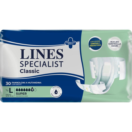 Lines Specialist Classic Pannoloni a Mutandina Misura Super L 30 Pezzi