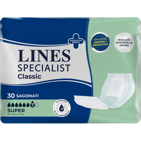 Lines Specialist Sagomato Super Pannolone per Incontinenza 30 Pezzi