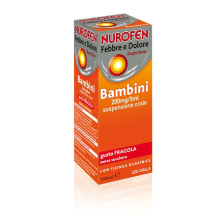 Nurofen Febbre e Dolore Bambini 200 mg/5 ml Ibuprofene Sospensione Orale Fragola 100 ml