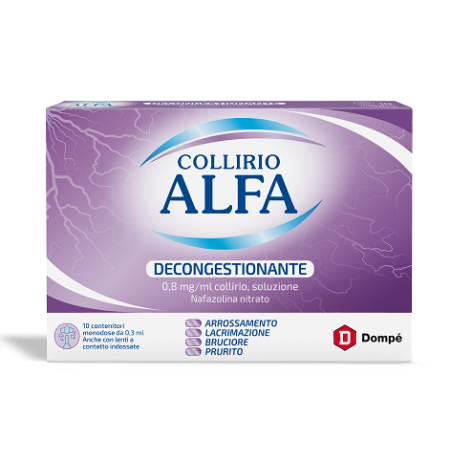 Collirio Alfa Monodose 0,8 mg/ml Nafazolina Decongestionante 10 Flaconcini