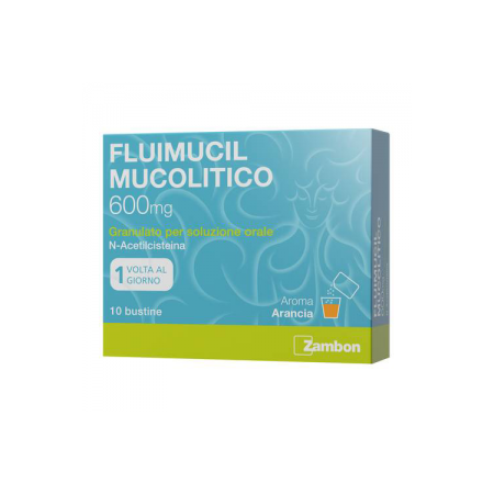 Fluimucil Mucolitico 600 mg Granulato per Soluzione Orale N-Acetilcisteina 10 Bustine
