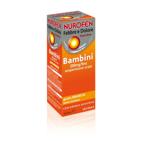 Nurofen Febbre e Dolore Bambini 200 mg/5 ml Ibuprofene Sospensione Orale Arancia 100 ml
