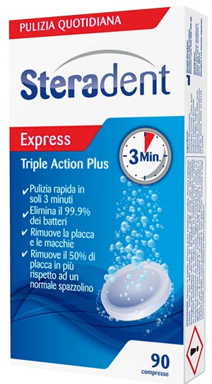 STERADENT TRIPLE ACTION PLUS 90 COMPRESSE PULENTI - Farmacia Mastrangelo 