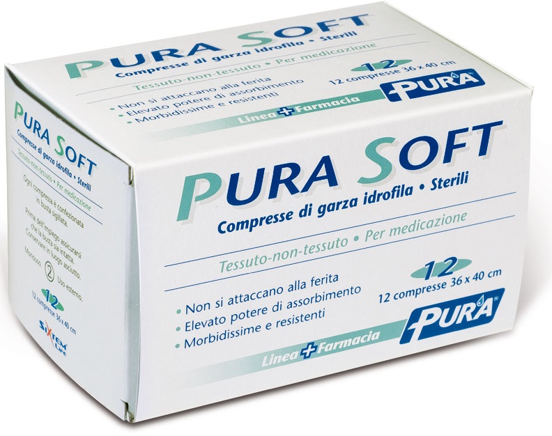 GARZA IN TESSUTO NON TESSUTO PURA SOFT 36X40CM 12 PEZZI - Farmacia Mastrangelo 