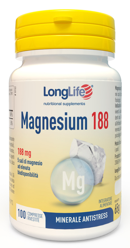 LONGLIFE MAGNESIUM 188 100 COMPRESSE RIVESTITE DA 6,5 G - Farmacia Mastrangelo 