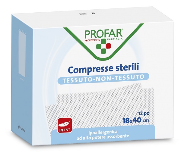 GARZA COMPRESSA TESSUTO NON TESSUTO 18X40 CM 12 PEZZI PROFAR - Farmacia Mastrangelo 