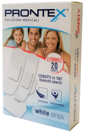 CEROTTO PRONTEX WHITE STRIPS IN TESSUTO NON TESSUTO BIANCO STERILE 3 FORMATI 20 PEZZI - Farmacia Mastrangelo 