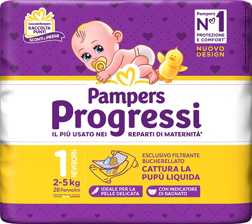 PAMPERS PROGRESSI NEWBORN PANNOLINO 1 2-5KG 28 PEZZI - Farmacia Mastrangelo 