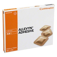 MEDICAZIONE IDROCELLULARE ADESIVA STERILE ALLEVYN ADHESIVE ALTAMENTE ASSORBENTE IN SCHIUMA DI POLIURETANO A STRUTTURA TRISTRATIFICATA 7,5X7,5CM 3 PEZZI - Farmacia Mastrangelo 