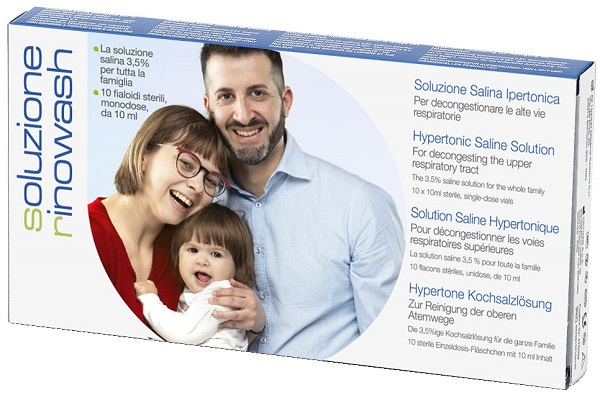 RINOWASH SOLUZIONE SALINA IPERTONICA PER PULIZIA NASO 10 FIALE RICHIUDIBILI X 10 ML - Farmacia Mastrangelo 