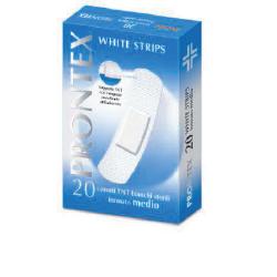CEROTTO PRONTEX WHITE STRIPS IN TESSUTO NON TESSUTO BIANCO STERILE SCATOLA 20 CEROTTI MEDI - Farmacia Mastrangelo 