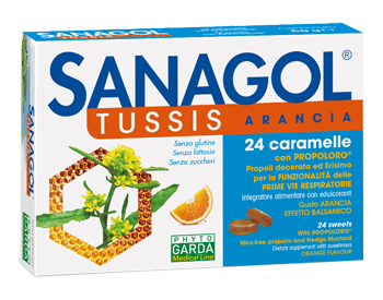 SANAGOL TUSSIS ARANCIA 24 CARAMELLE - Farmacia Mastrangelo 