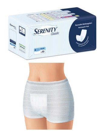 PANNOLONE PER INCONTINENZA FORMATO RETTANGOLARE CON BARRIERA SERENITY 30 PEZZI - Farmacia Mastrangelo 