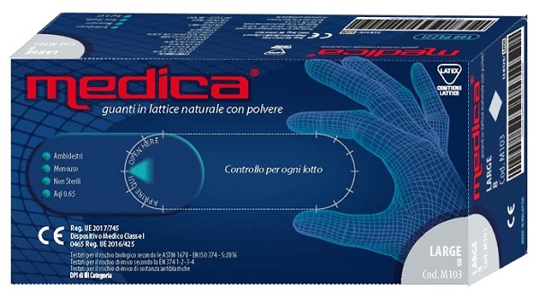MEDICA GUANTO LATTICE N/STERILE CON POLVERE DM MISURA L 100 PEZZI - Farmacia Mastrangelo 
