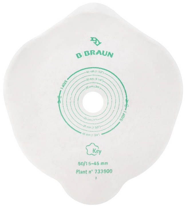 PLACCA PIANA FLEXIMA KEY 40 MM CON PROTETTORE CUTANEO IDROCOLLOIDALE E FLANGIA 5 PEZZI - Farmacia Mastrangelo 