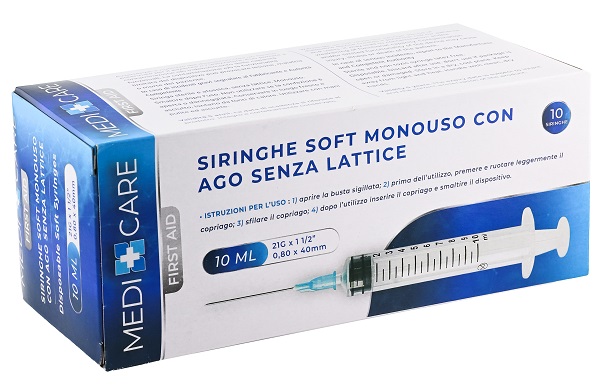 SIRINGA SOFT CAPACITA' 10ML AGO GAUGE 21 CONFEZIONE 10 PEZZI GAMMADIS - Farmacia Mastrangelo 