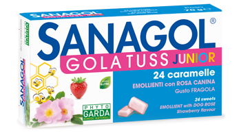 SANAGOL GOLA TUSS JUNIOR FRAGOLA 24 CARAMELLE - Farmacia Mastrangelo 