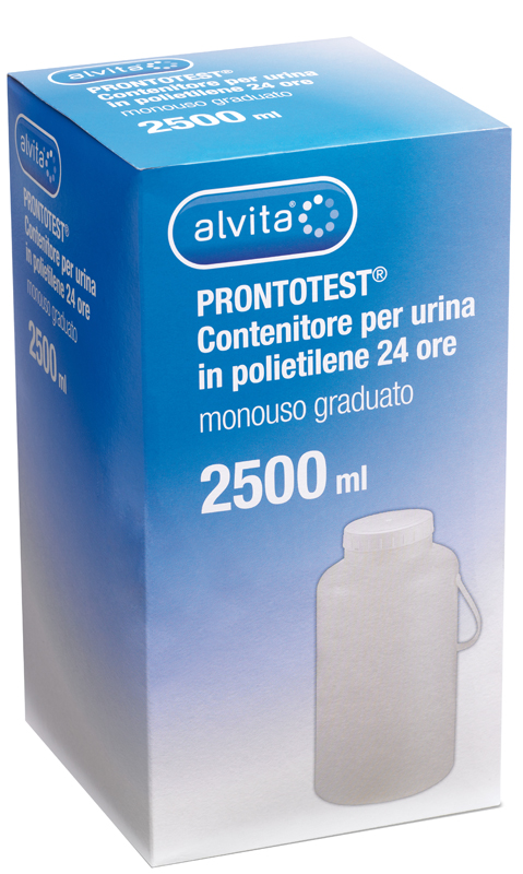 CONTENITORE PER URINA ALVITA PRONTOTEST IN POLIETILENE 24 ORE GRADUATO 2500ML - Farmacia Mastrangelo 