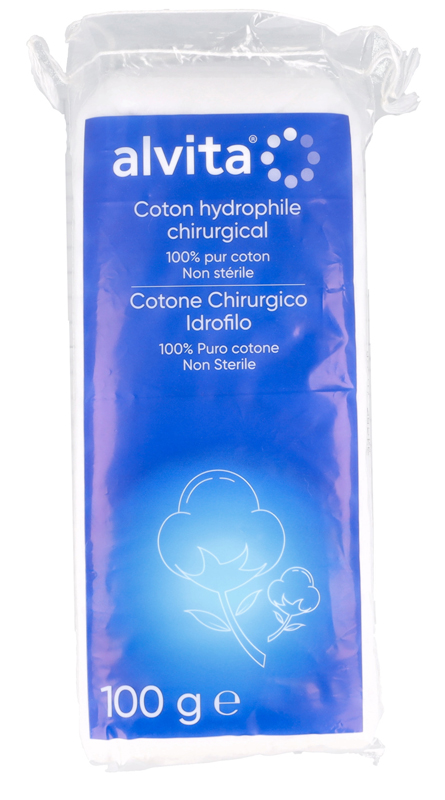 COTONE CHIRURGICO IDROFILO ALVITA 100% PURO COTONE 100 G - Farmacia Mastrangelo 