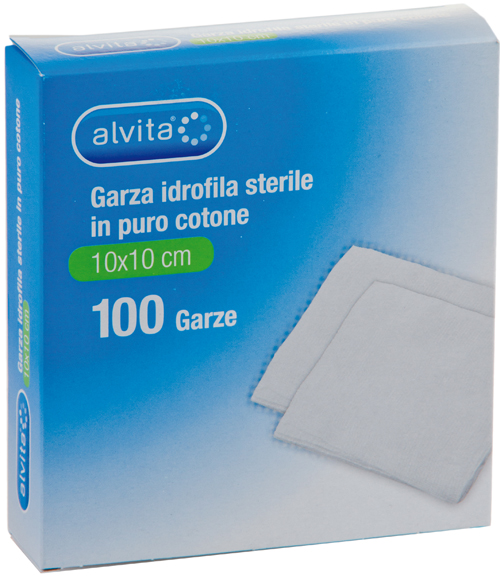GARZA IDROFILA IN PURO COTONE ALVITA 10X10CM 100 PEZZI - Farmacia Mastrangelo 