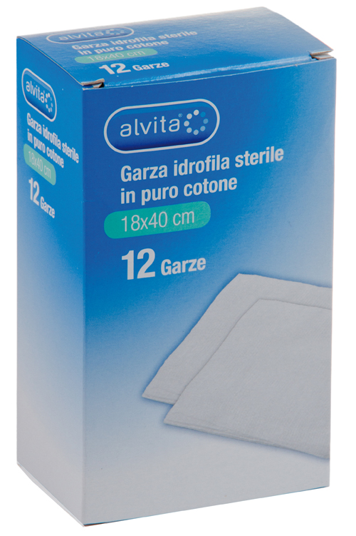 GARZA IDROFILA IN PURO COTONE ALVITA 18X40CM 12 PEZZI - Farmacia Mastrangelo 