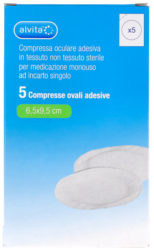 COMPRESSA OCULARE AUTOADESIVA ALVITA TNT OVALI 6,5X9,5CM 5 PEZZI - Farmacia Mastrangelo 
