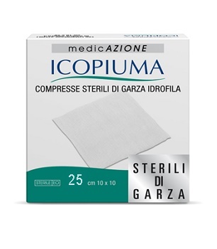 ICOPIUMA GARZA COMPRESSA IDROFILA 10X10CM 25 PEZZI - Farmacia Mastrangelo 