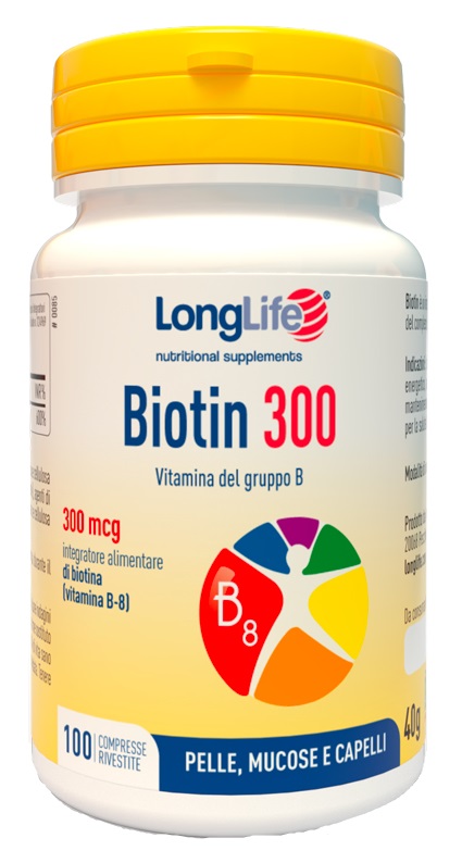 LONGLIFE BIOTIN 300 100 COMPRESSE RIVESTITE - Farmacia Mastrangelo 