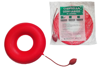 CIAMBELLA GONFIABILE PER INVALIDI IN GOMMA ROSSA TEAM DELUXE CON POMPA 40CM DIAMETRO - Farmacia Mastrangelo 