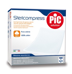 GARZA COMPRESSA IDROFILA PIC 10X10CM 4 STRATI 2 BUSTE 25 PEZZI FUSTELLA - Farmacia Mastrangelo 