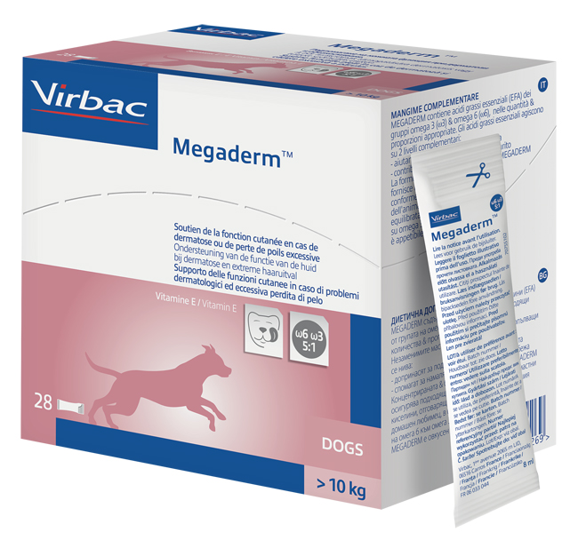 MEGADERM SUPPLEMENTO CANI SUPERIORI A 10 KG SCATOLA DA 28 SACCHETTI MONODOSE 4 ML - Farmacia Mastrangelo 