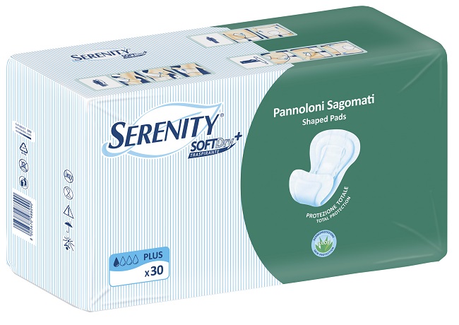 PANNOLONE PER INCONTINENZA SAGOMATO SERENITY SOFTDRY+ ALOE PLUS 30 PEZZI - Farmacia Mastrangelo 