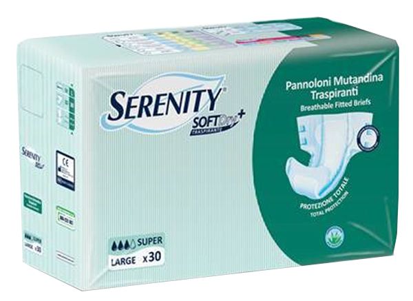PANNOLONE PER INCONTINENZA A MUTANDINA SERENITY SOFTDRY+ ALOE SUPER LARGE 30 PEZZI - Farmacia Mastrangelo 