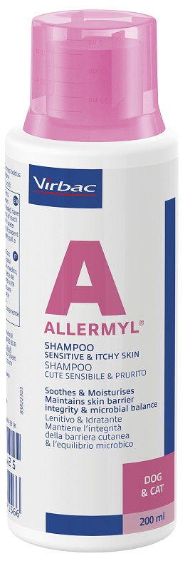 ALLERMYL SHAMPOO PER CUTE SENSIBILE E PRURITO CANE E GATTO 200 ML - Farmacia Mastrangelo 