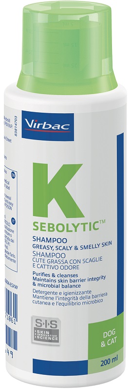 SEBOLYTIC SHAMPOO CUTE GRASSA CON SCAGLIE E CATTIVO ODORE CANE E GATTO 200 ML - Farmacia Mastrangelo 