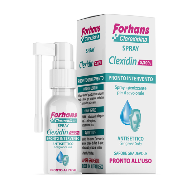 COLLUTORIO SPRAY CON CLOREXIDINA FORHANS CLEXIDIN 50ML - Farmacia Mastrangelo 