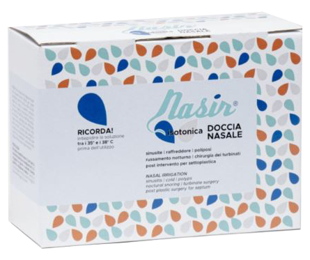 NASIR DOCCIA NASALE CON SOLUZIONE FISIOLOGICA ISOTONICA 10 SACCHE 250 ML + 1 BLISTER - Farmacia Mastrangelo 