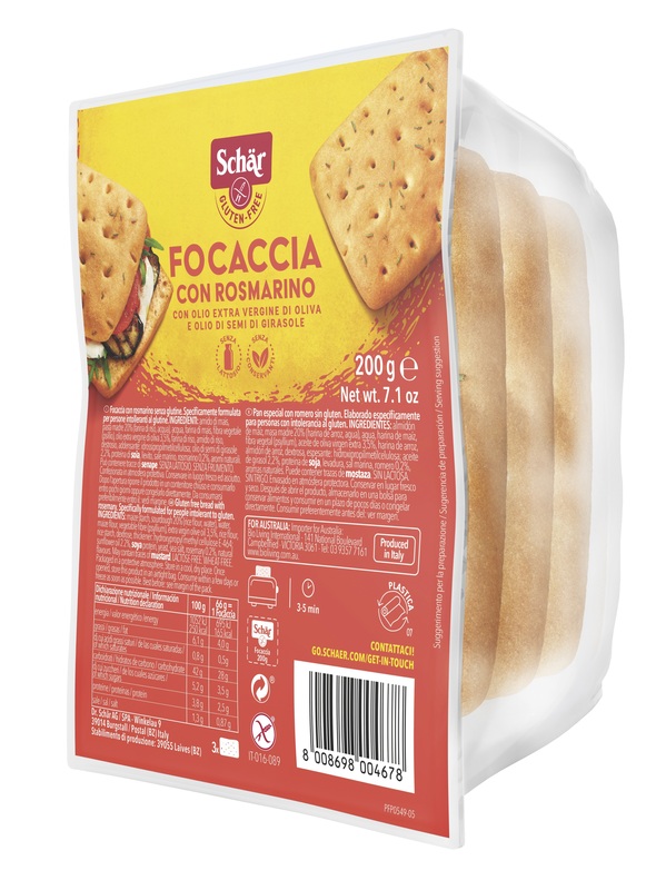 SCHAR FOCACCIA CON ROSMARINO SENZA LATTOSIO 200 G - Farmacia Mastrangelo 