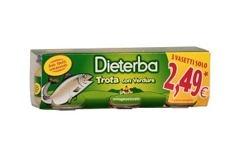 DIETERBA OMOGENEIZZATO TROTA 3 PEZZI 80 G - Farmacia Mastrangelo 