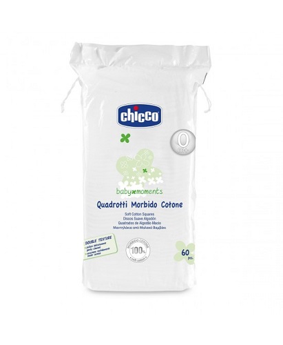 CHICCO BABY MOMENTS QUADROTTI MORBIDO COTONE 60 PEZZI - Farmacia Mastrangelo 