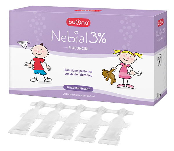 NEBIAL FLACONCINI SOLUZIONE SALINA IPERTONICA DI SODIO CLORURO AL 3% CON ACIDO IALURONICO 20X5 ML - Farmacia Mastrangelo 