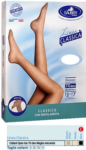 SAUBER COLLANT OPEN TOE MAGLIA MICRORETE 70 DEN COLORE NEUTRO BEIGE 5 LINEA CLASSICA - Farmacia Mastrangelo 
