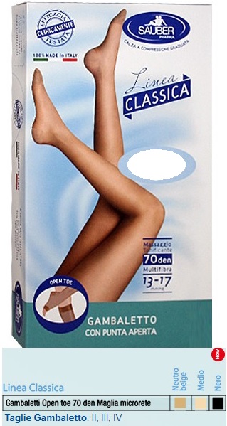 SAUBER GAMBALETTO OPEN TOE MAGLIA MICRORETE 70 DEN COLORE MEDIO TAGLIA 4 LINEA CLASSICA - Farmacia Mastrangelo 