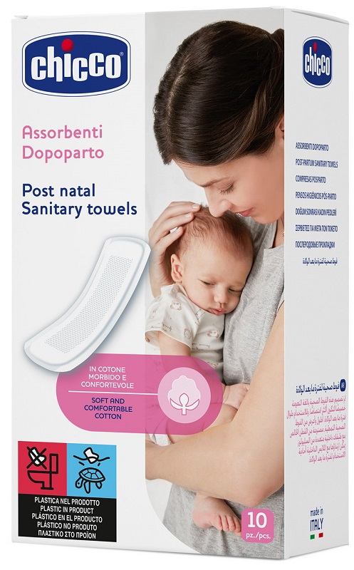 CHICCO MAMMA DONNA ASSORBENTI POSTPARTO COTONE 10 PEZZI - Farmacia Mastrangelo 